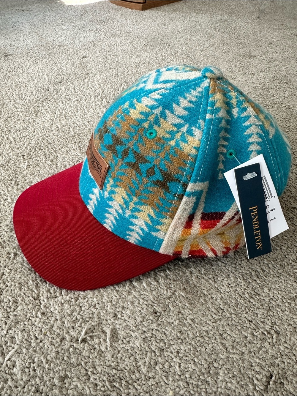 NWT OS Unisex Pendleton Turquoise Blue Brown Harding Wool Hat 100% Virgin Wool - Picture 4 of 6